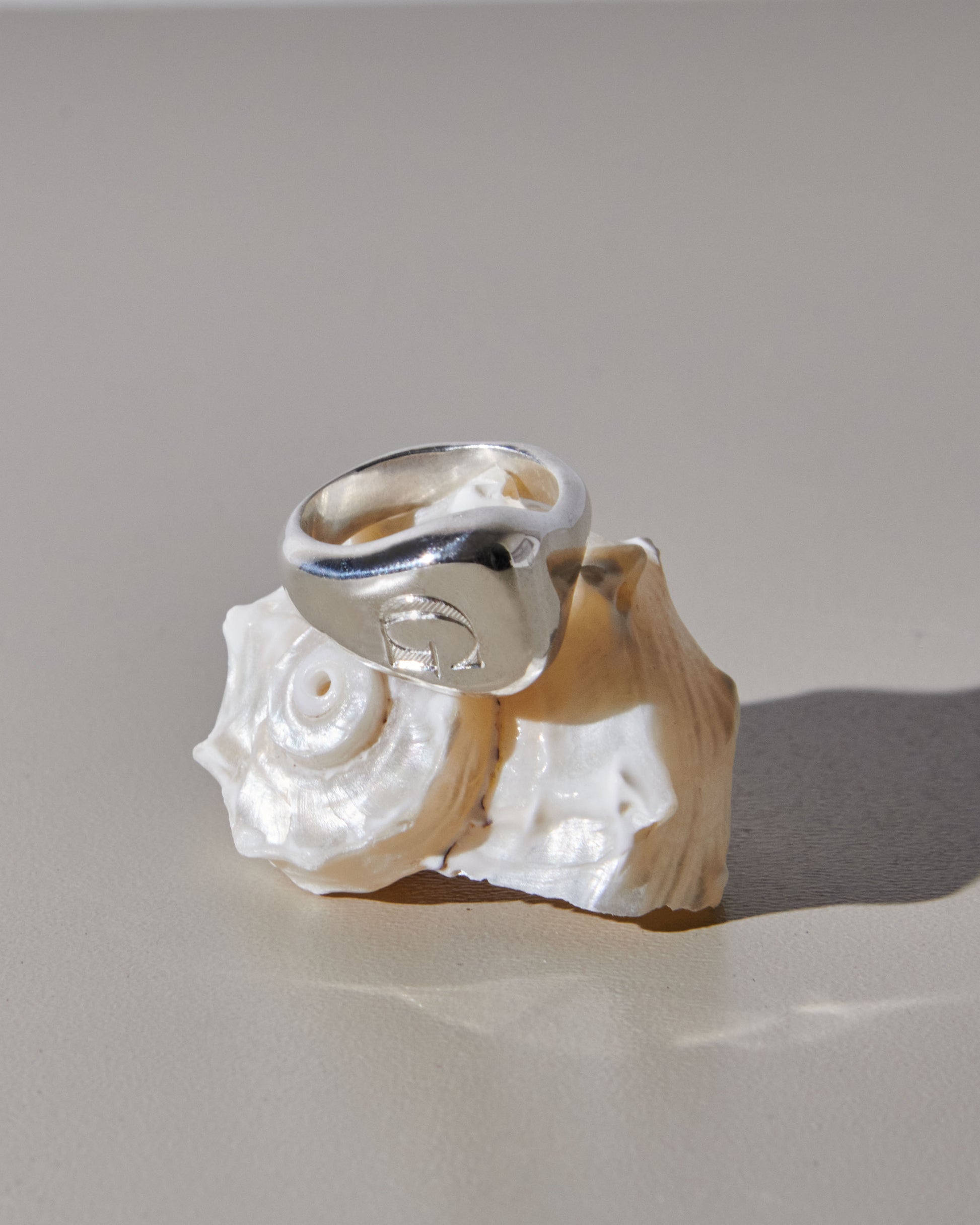Ariel Signet Ring in Solid Sterling Silver